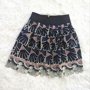 Lauren Moffat Navy Floral Mini Skirt Size 2
